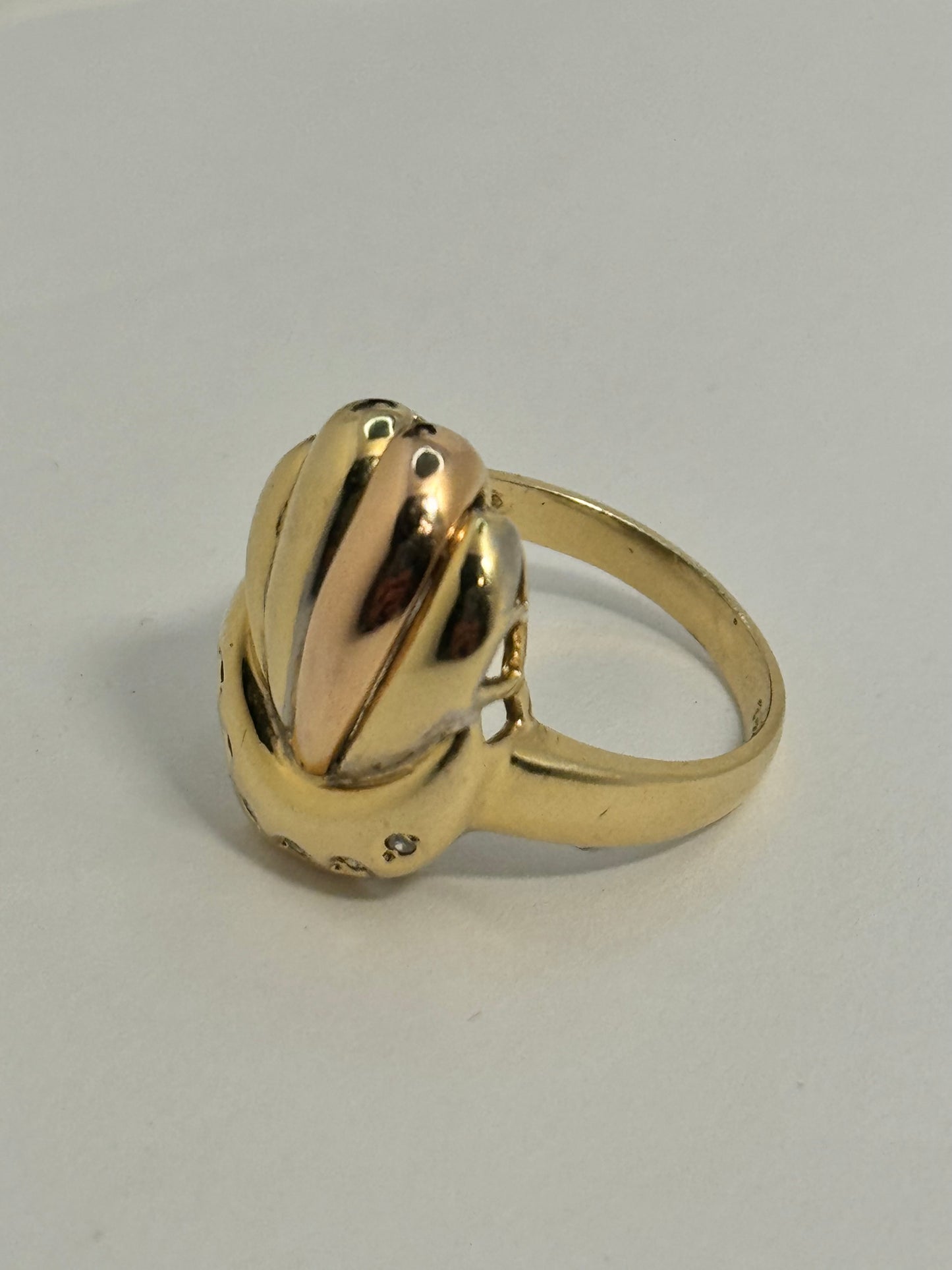 14k 2 tone shell ring for women