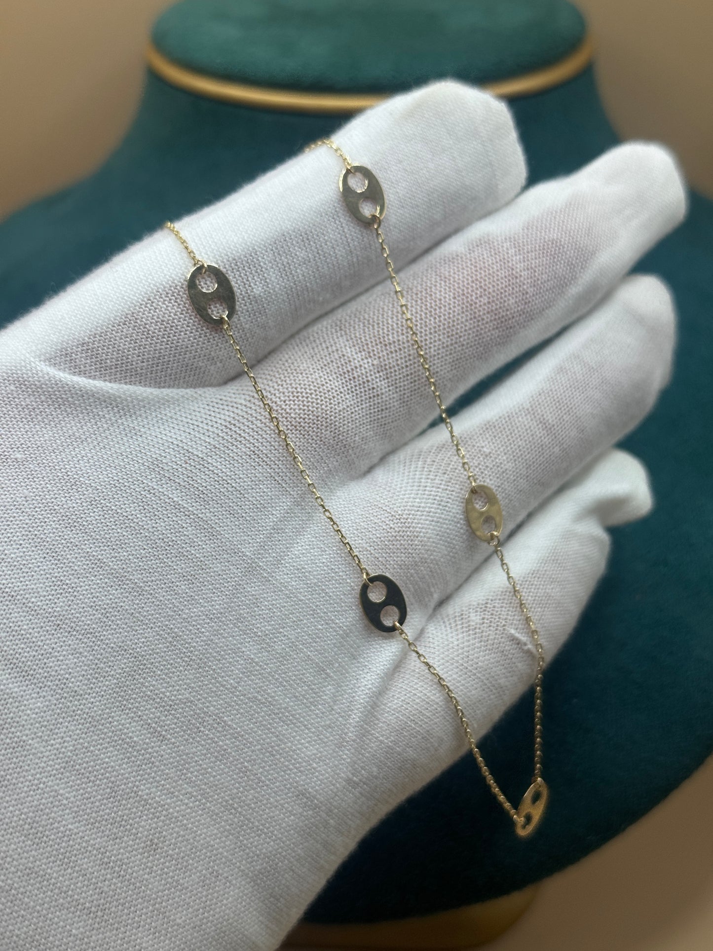 14K Gold Mariner Link Jewelry Set – Adjustable 17” Necklace & 7” Bracelet for Women, Solid Gold Matching Set