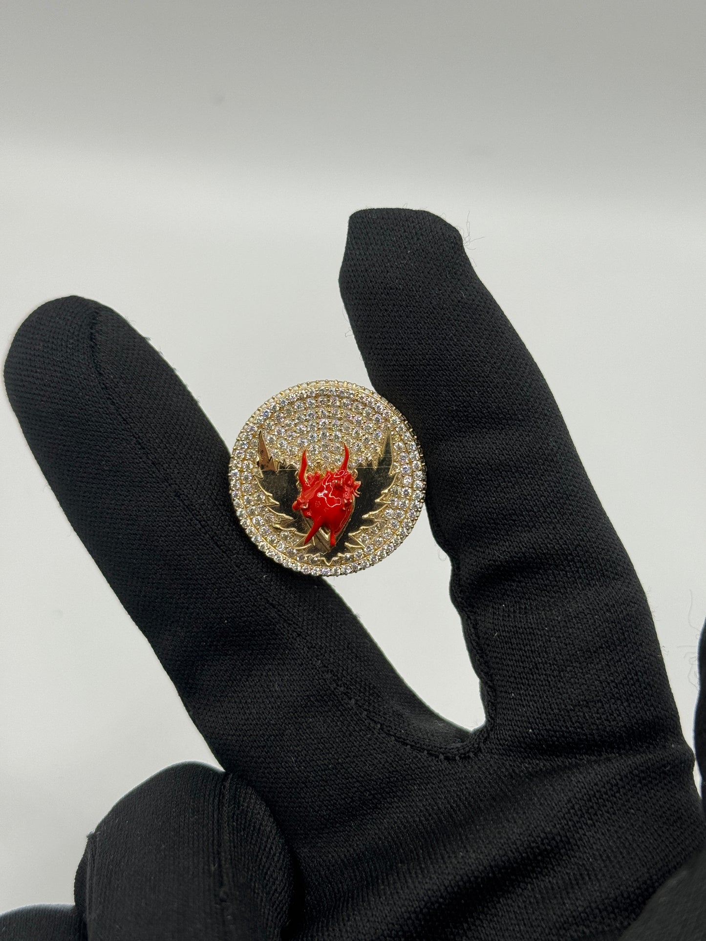 14K Gold ZC Heart Men’s Ring – Size 11