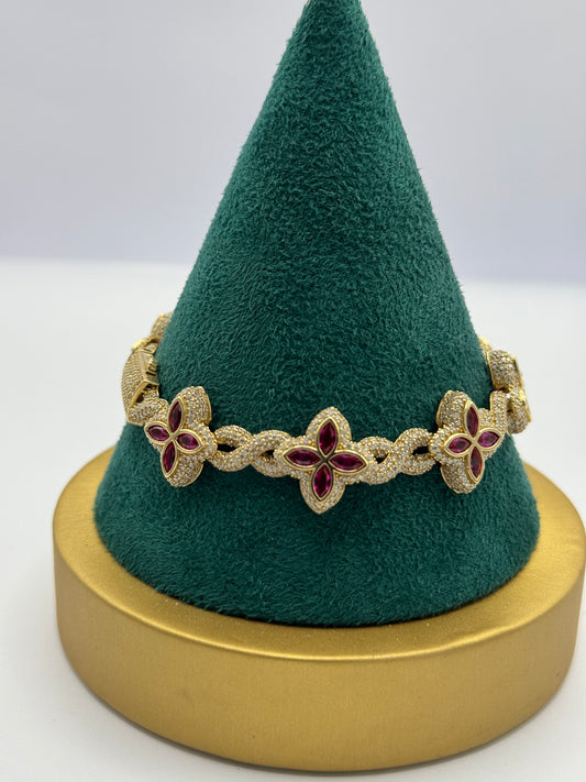 14K Gold Ice Box Flower Bracelet – for women