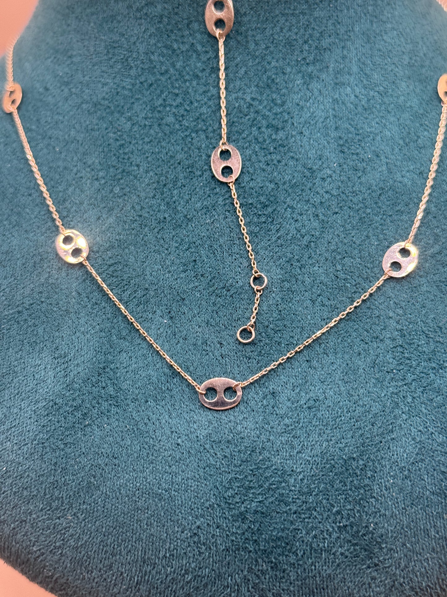 14K Gold Mariner Link Jewelry Set – Adjustable 17” Necklace & 7” Bracelet for Women, Solid Gold Matching Set