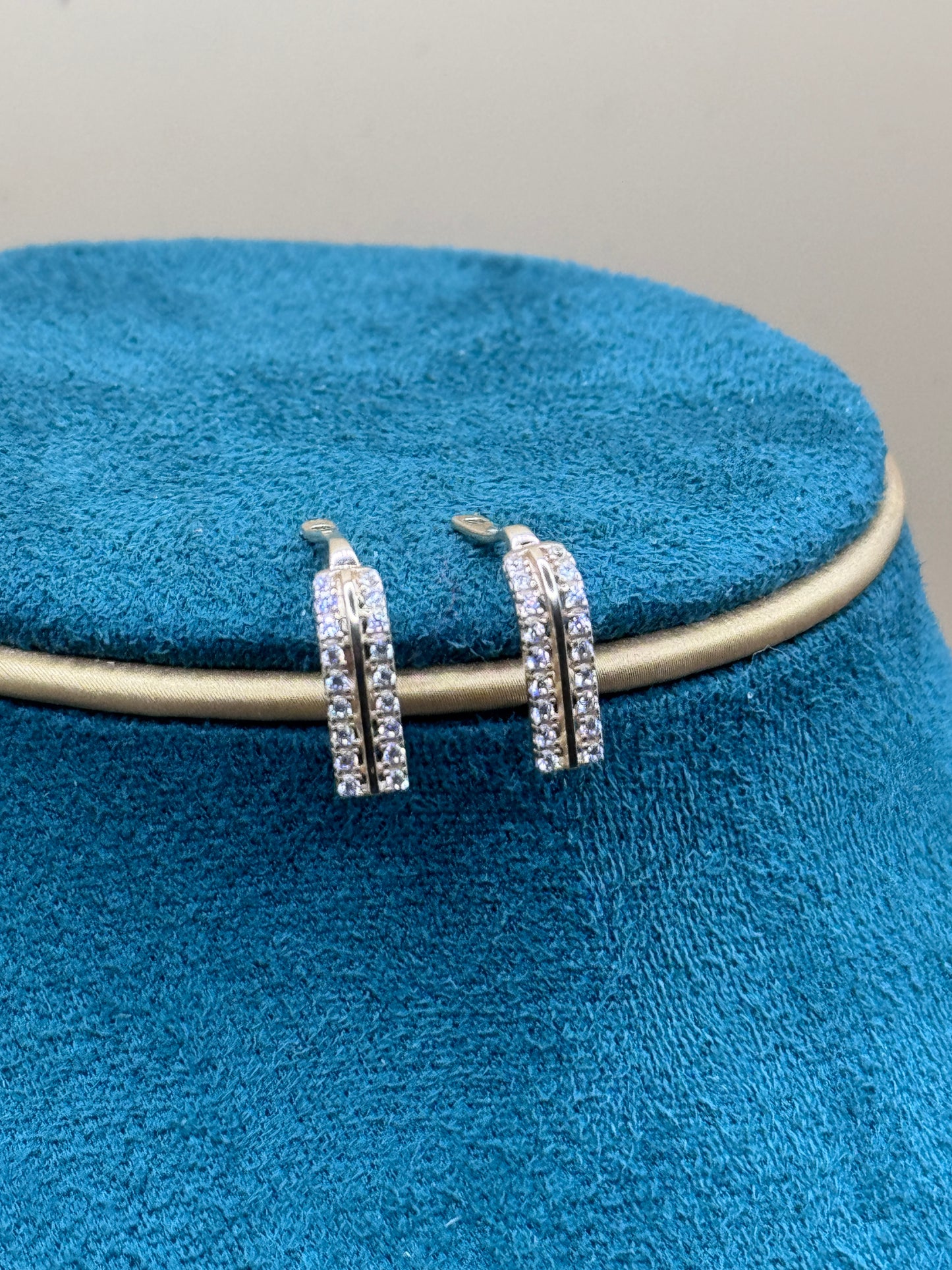 14K Gold Statement Hoop Earrings with Double Row CZ – Iced Out Hoop Earrings for Women, Luxury Gold Jewelry