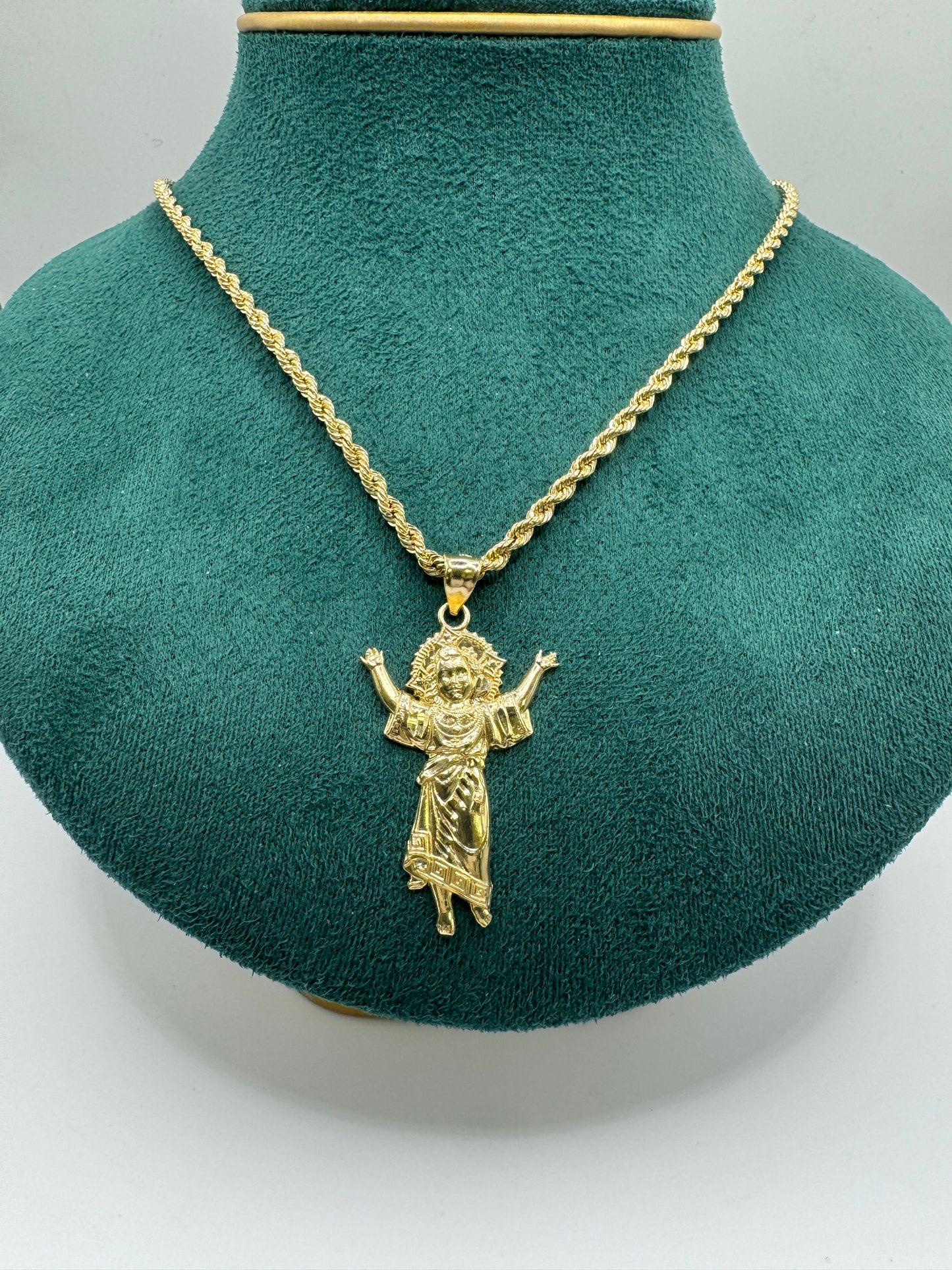 14K Gold Rope Chain – 24” with Divine Child Pendant (3mm Chain)