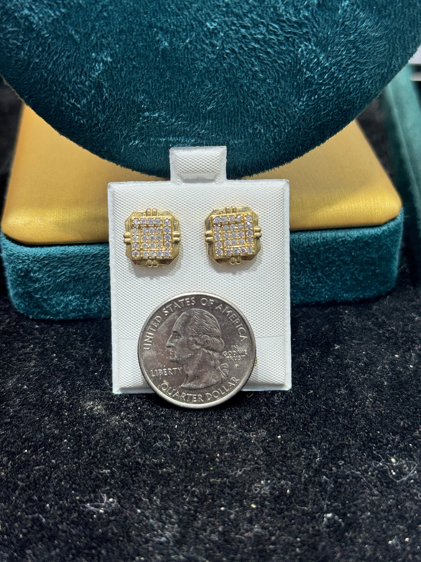 14K Gold Square Cubic Zirconia Stud Earrings for men – Bold Shine, Everyday Luxury