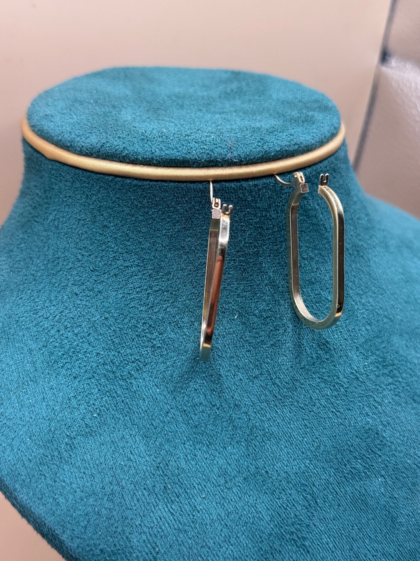 14K Gold Elongated Rectangular Hoop Earrings – Modern Geometric Hoops, Minimalist Gold Earrings for Women