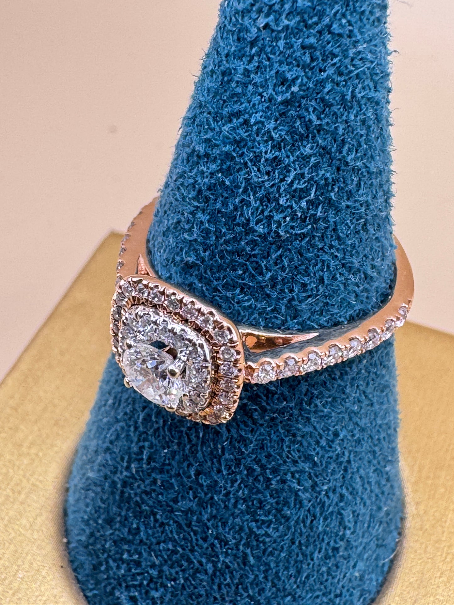 14K Rose Gold Lab Diamond Engagement Ring – Real Gold Proposal Ring, Elegant Bridal Jewelry size 7