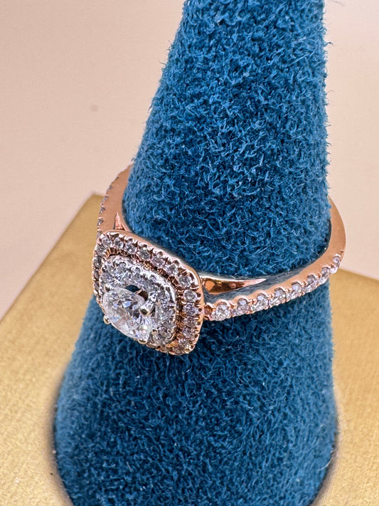 14K Rose Gold Lab Diamond Engagement Ring – Real Gold Proposal Ring, Elegant Bridal Jewelry size 7
