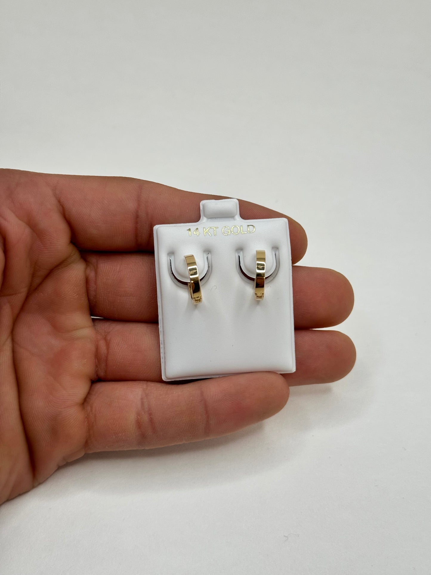 14k gold Huggie round earrings for women