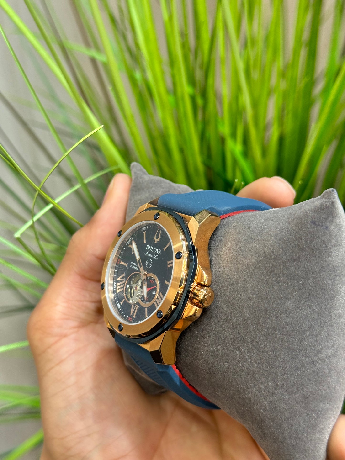 Marine star Marine Star Automatic Blue Rubber Strap Rose Gold 44mm