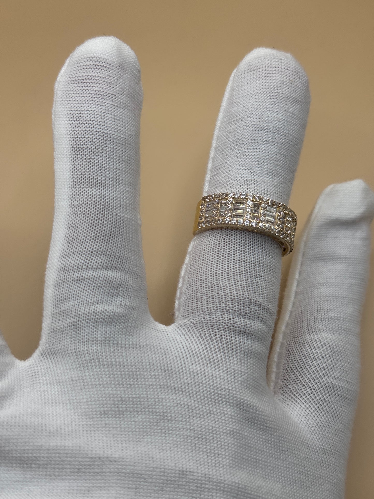 14K Gold Baguette CZ Ring Size 10.5 for Men – Real Gold Statement Ring, Iced Out Jewelry