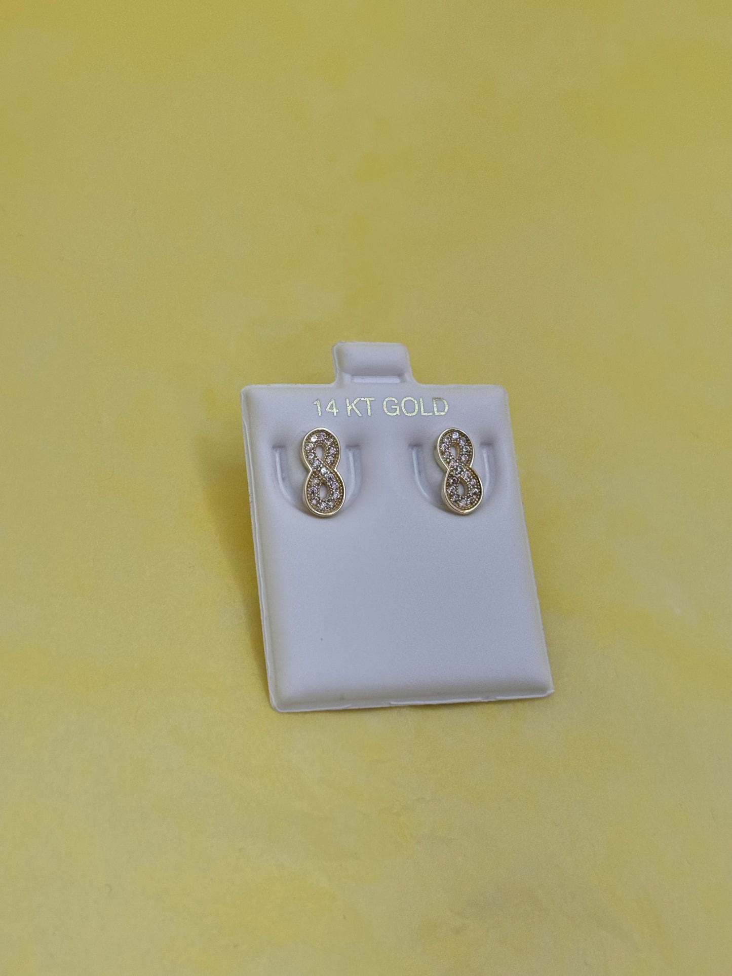 14k gold infinity earring for Women with cubic zirconia