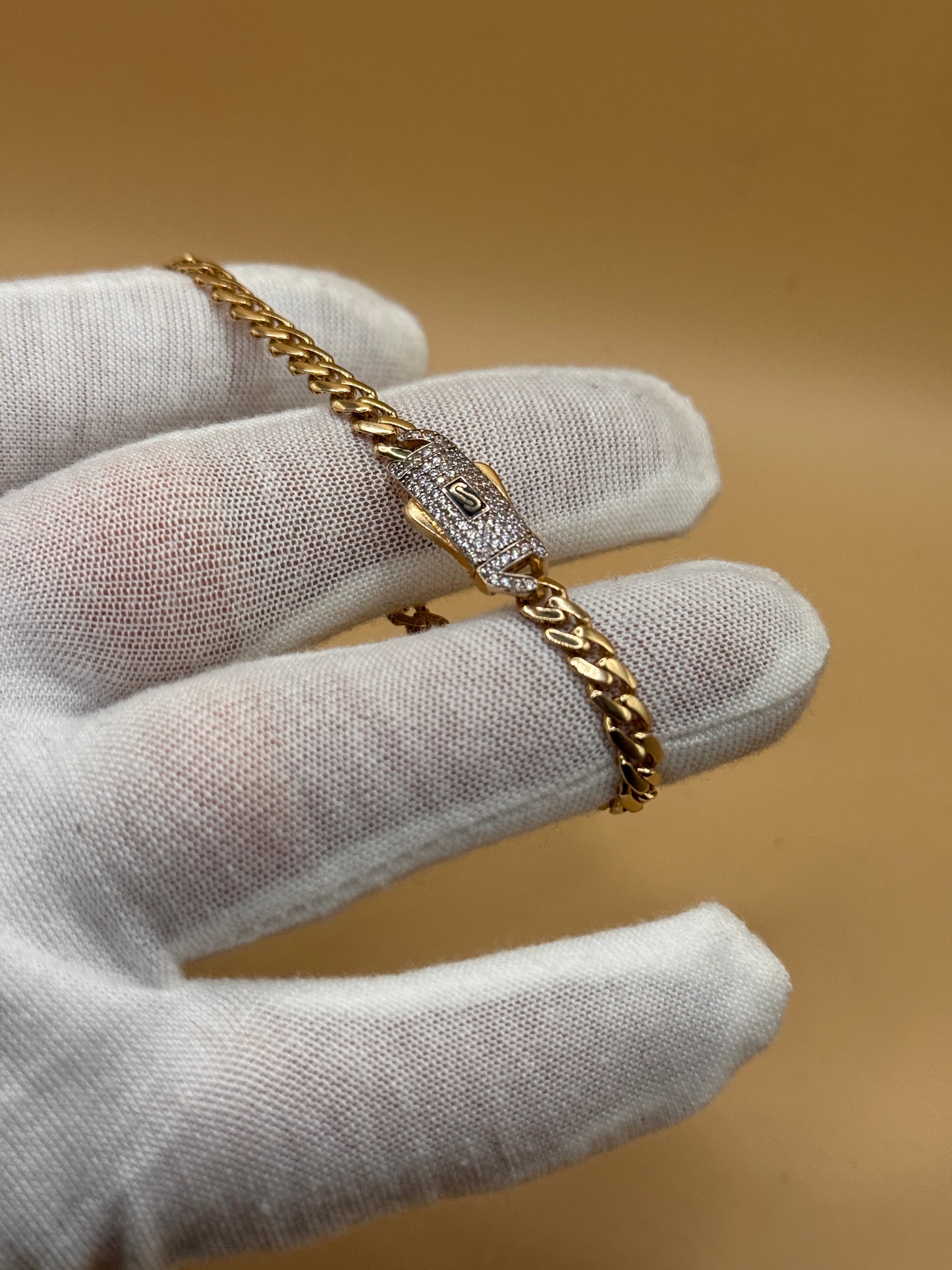 14k gold monachi bracelt 7.5 inch long for women