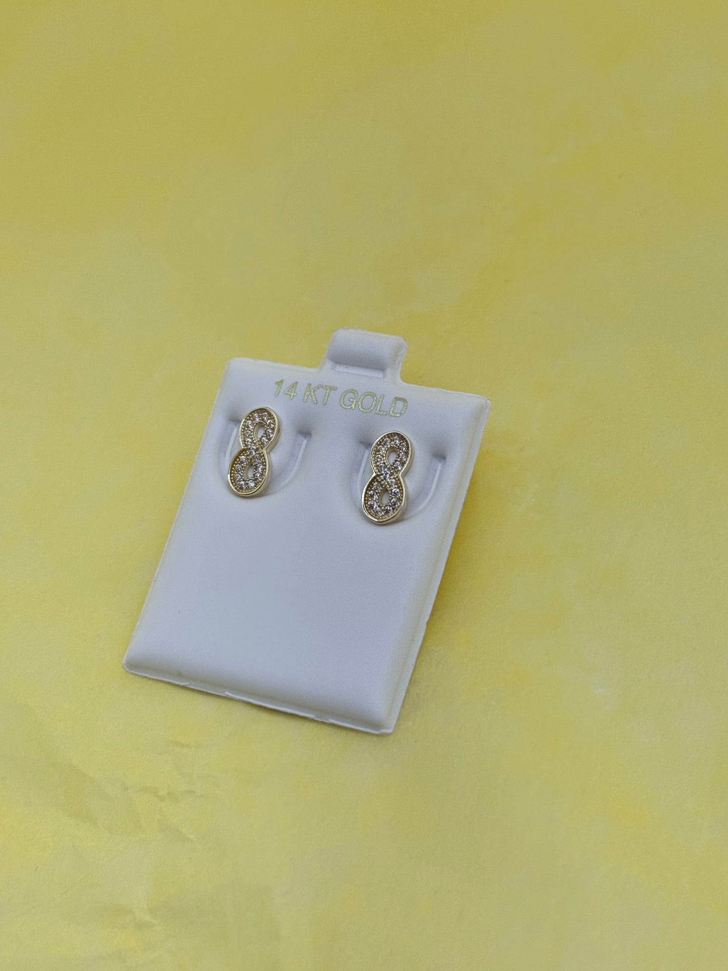 14k gold infinity earring for Women with cubic zirconia