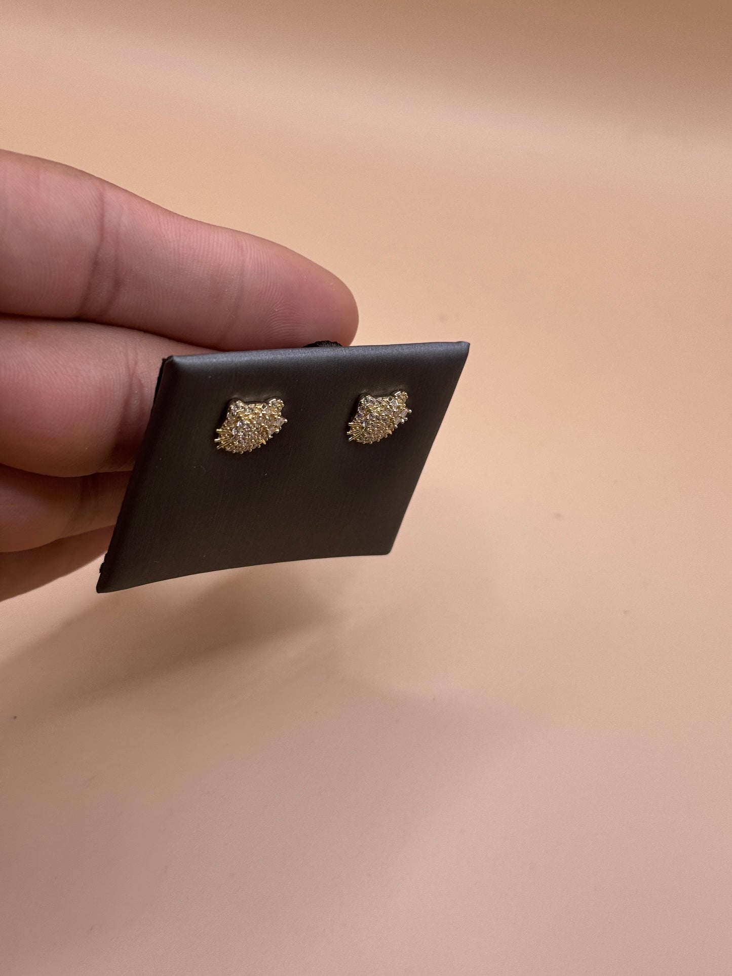 14k gold Hello Kitty CZ Stud Earrings for Girls – Cute Cat Earrings, Dainty Kids Jewelry Gift