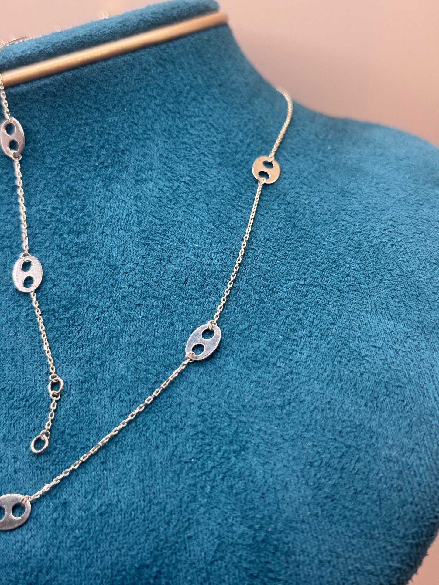14K Gold Mariner Link Jewelry Set – Adjustable 17” Necklace & 7” Bracelet for Women, Solid Gold Matching Set