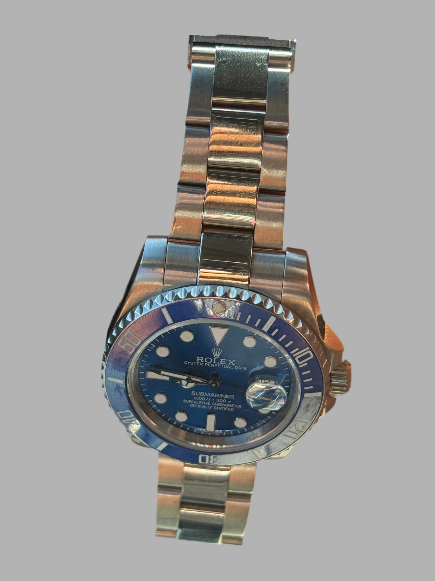 Rolex Stainless Steel Submariner Ceramic Factory Blue Dial 116610