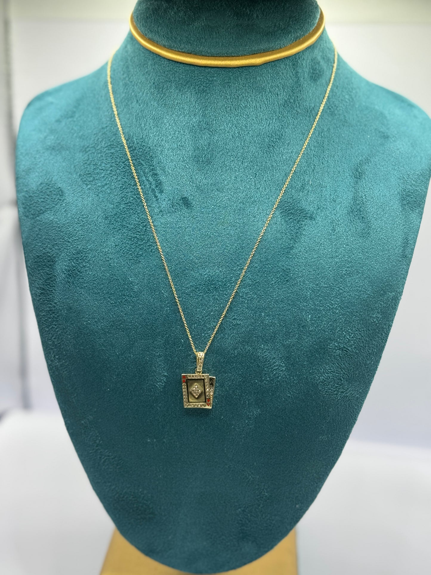 🎲 14K Gold Necklace  with Ace Card Pendant for Him  – 16” 🎲