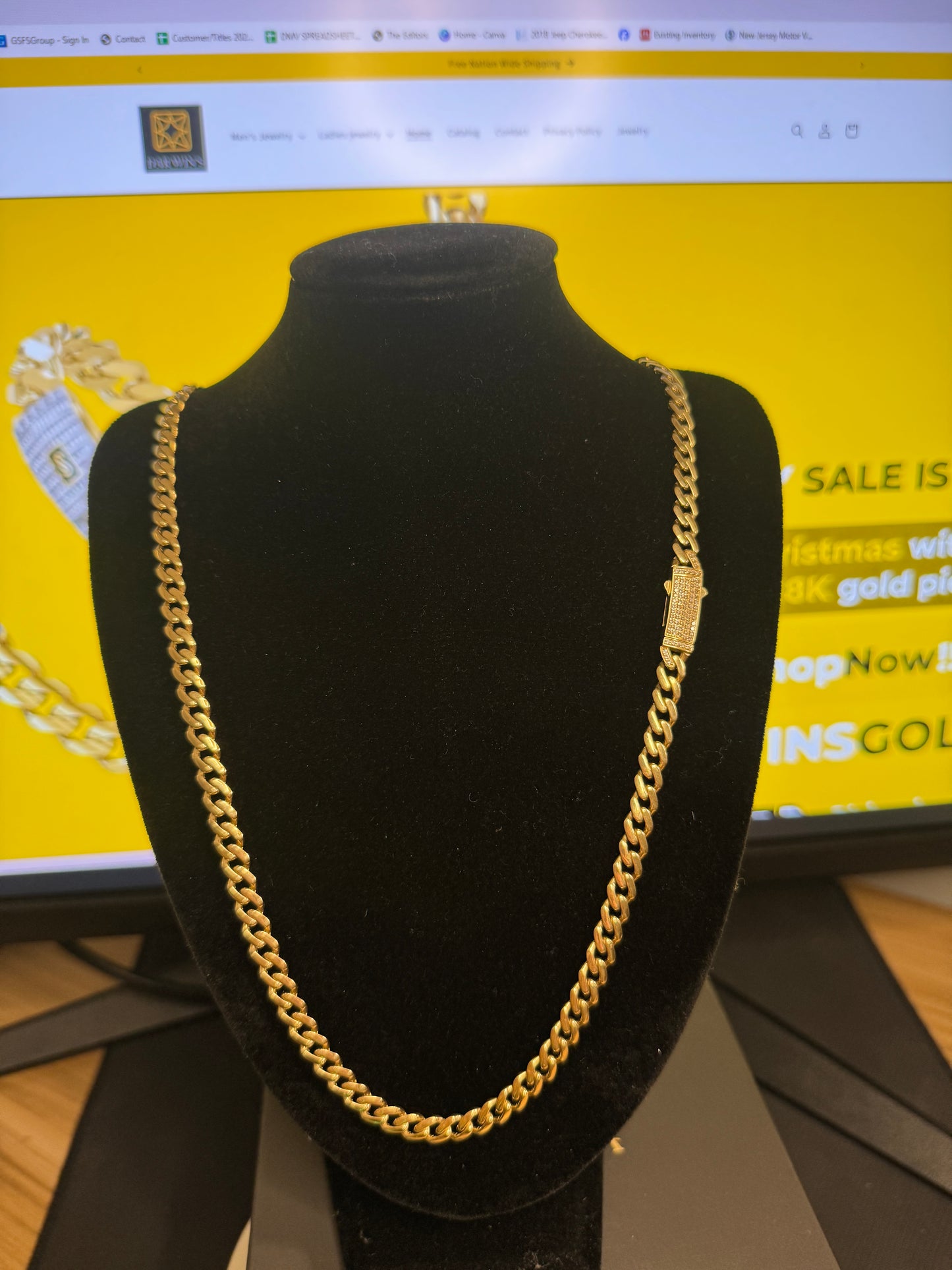 14K Gold Hollow Cuban Link Chain for Men – 24” Long