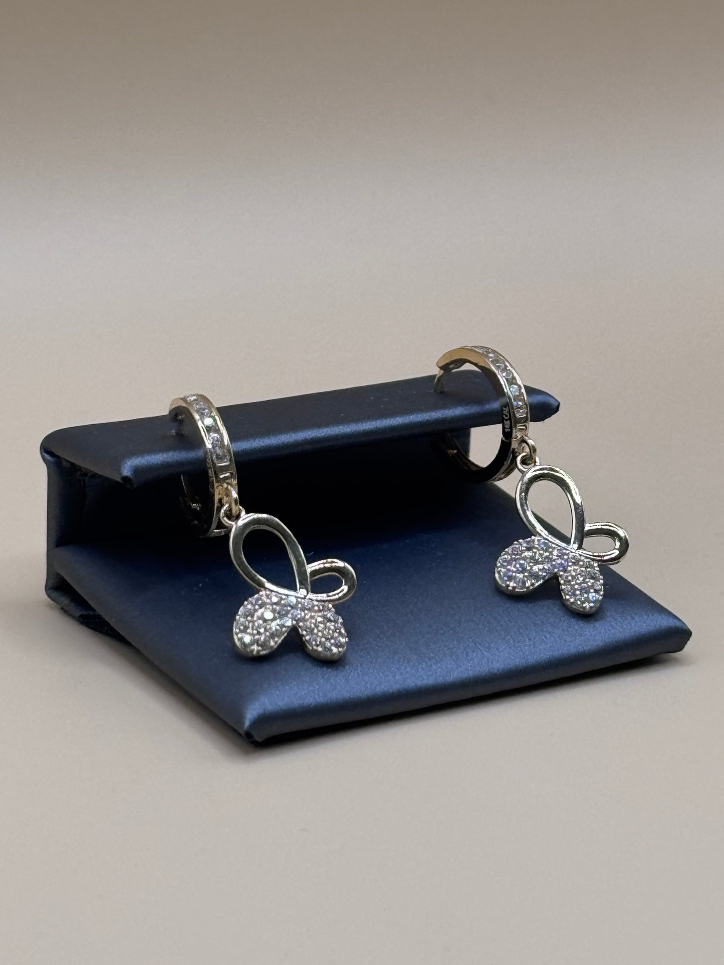 14K Gold Butterfly Hoop Earrings with Zircon – Dangling Butterfly Earrings for Women, Dainty Gold Jewelry Gift
