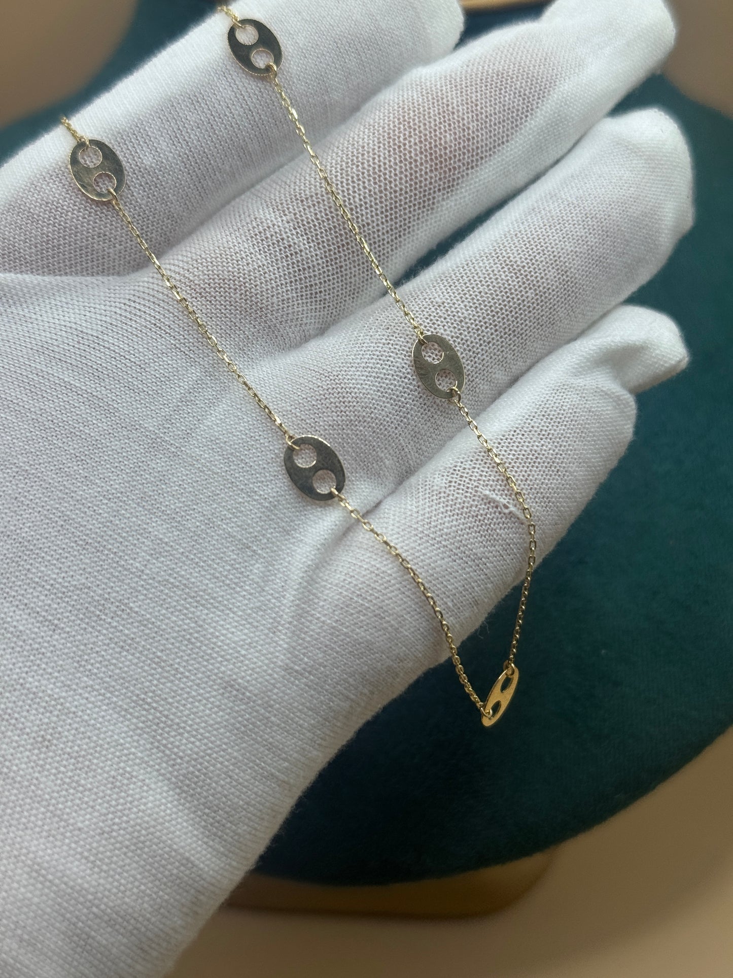 14K Gold Mariner Link Jewelry Set – Adjustable 17” Necklace & 7” Bracelet for Women, Solid Gold Matching Set
