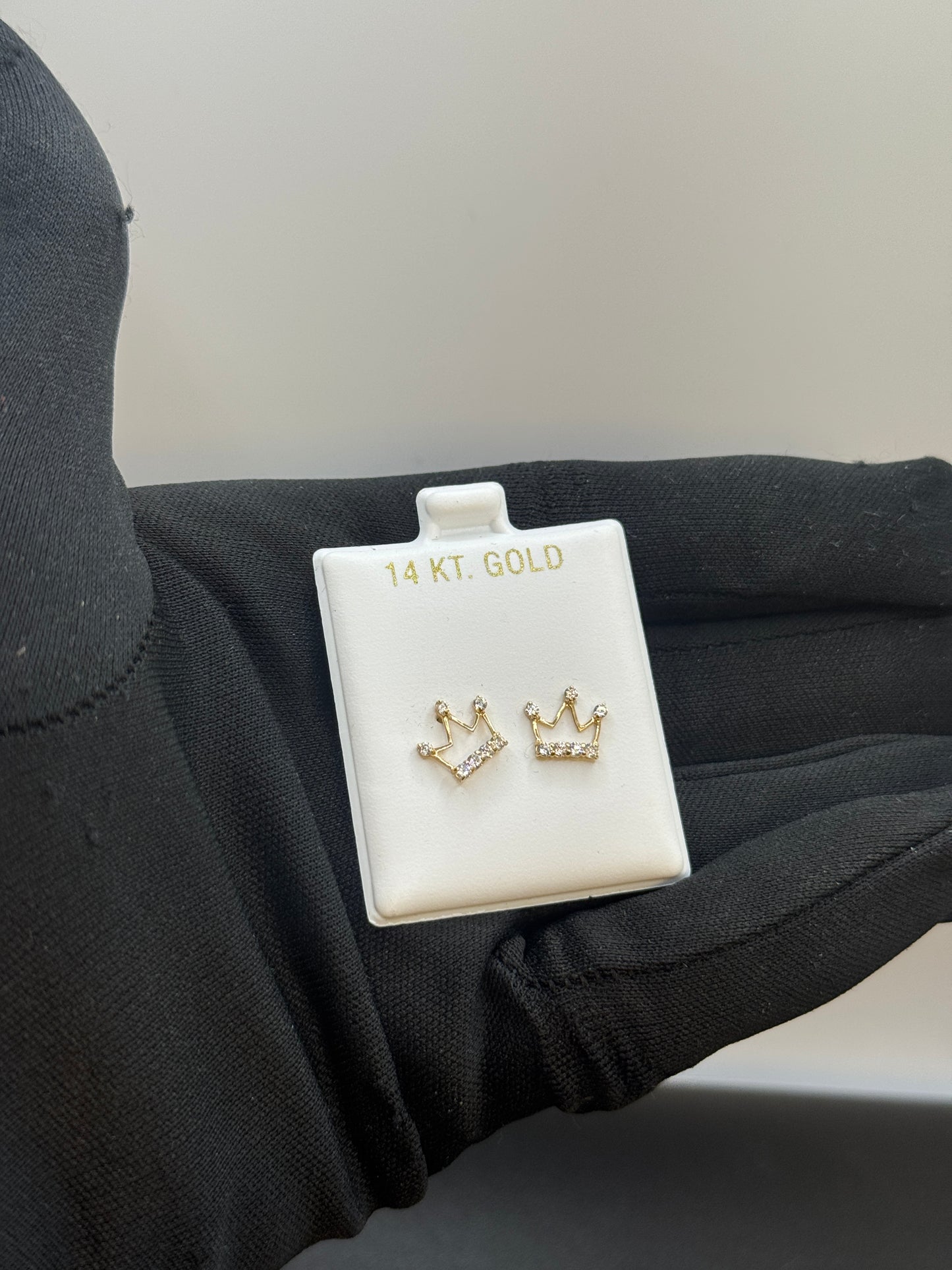 14K Gold Crown Stud Earrings for Women – Sparkling Royalty