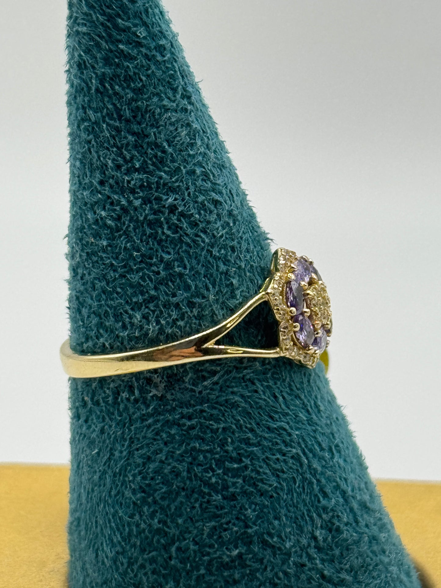 14k gold ZC flower ring for women