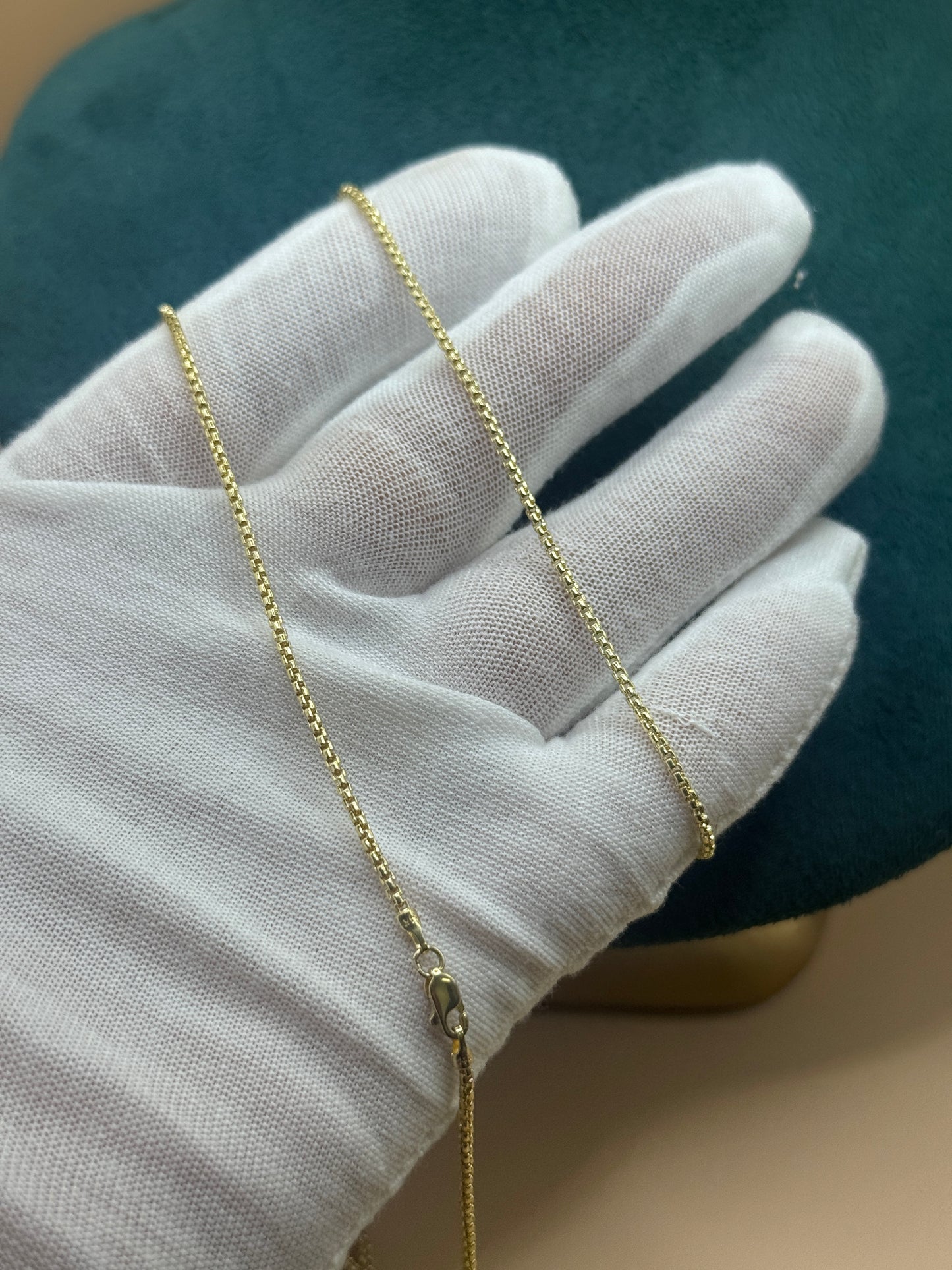 14K Gold Round Box Chain Set – 18” Necklace & 8” Bracelet Unisex, Matching Gold Jewelry Set