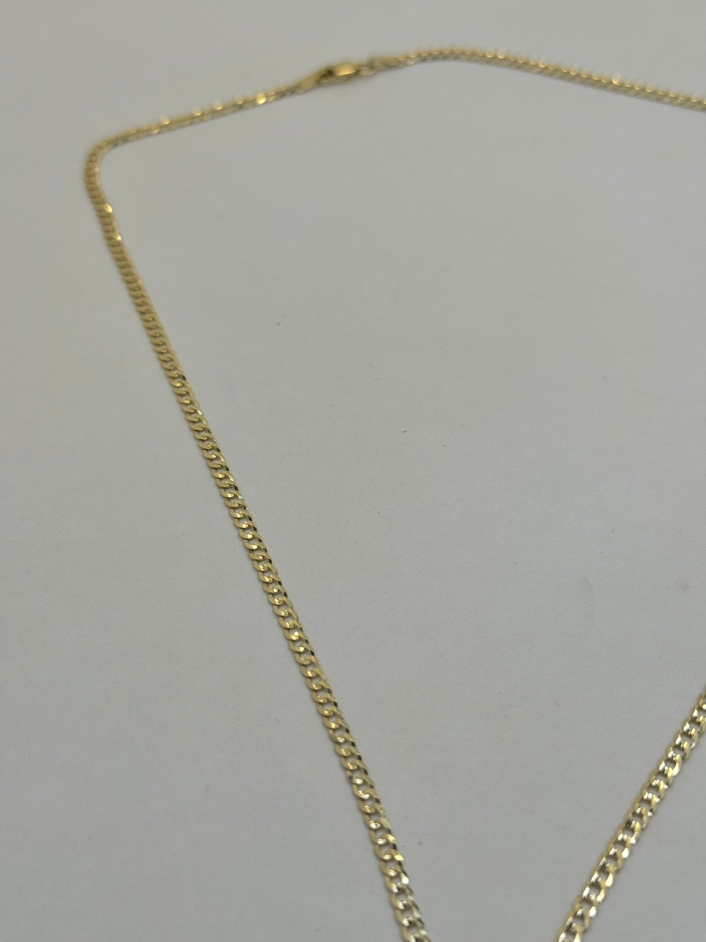 14K Gold Curb Link Necklace – Double Heart Elegance