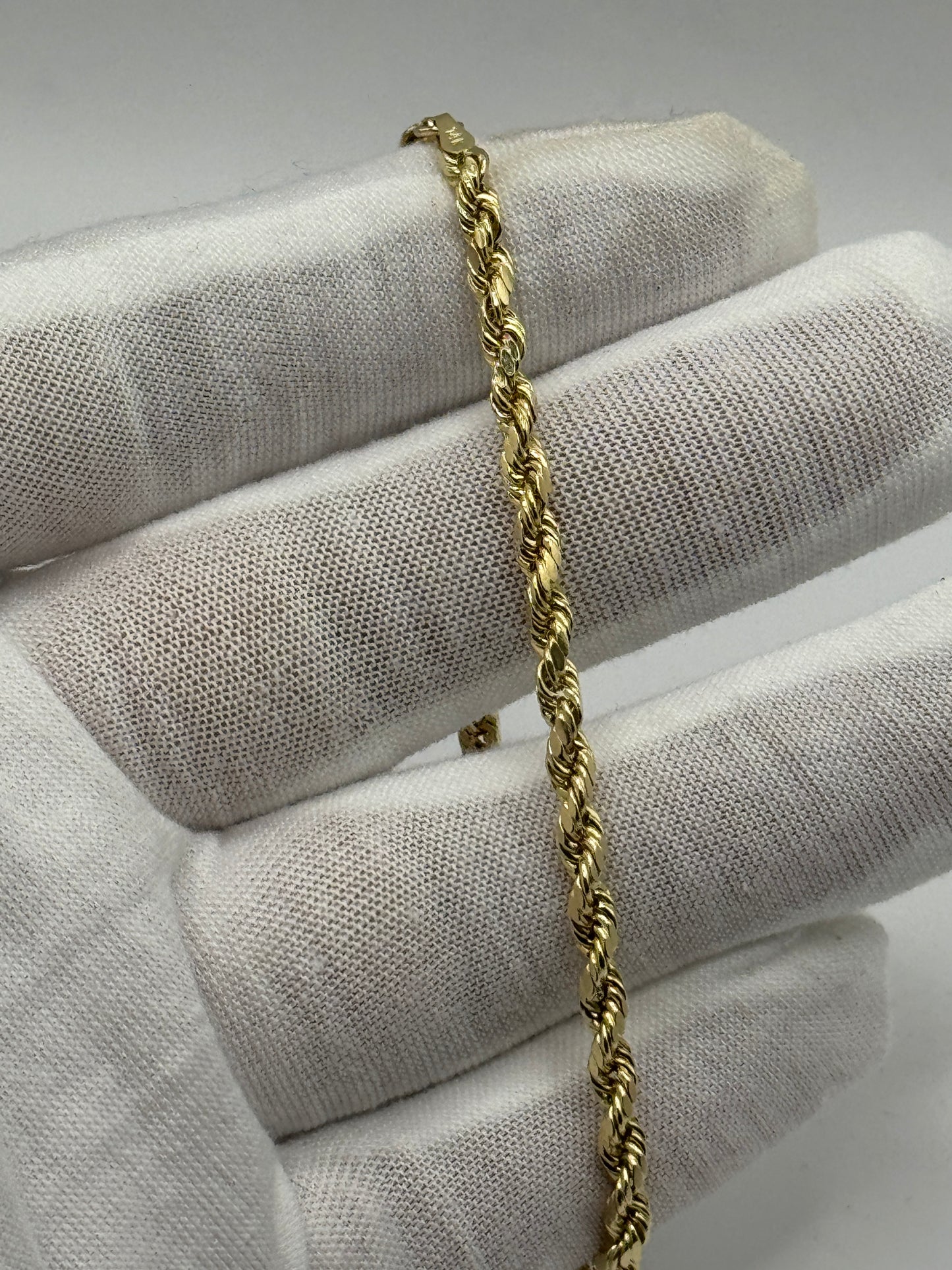 14K Gold Rope Bracelet for Men – 3.4mm