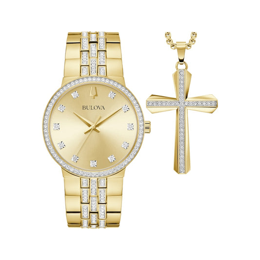 Bulova Crystal Collection Men’s Watch Boxed Set 98K113