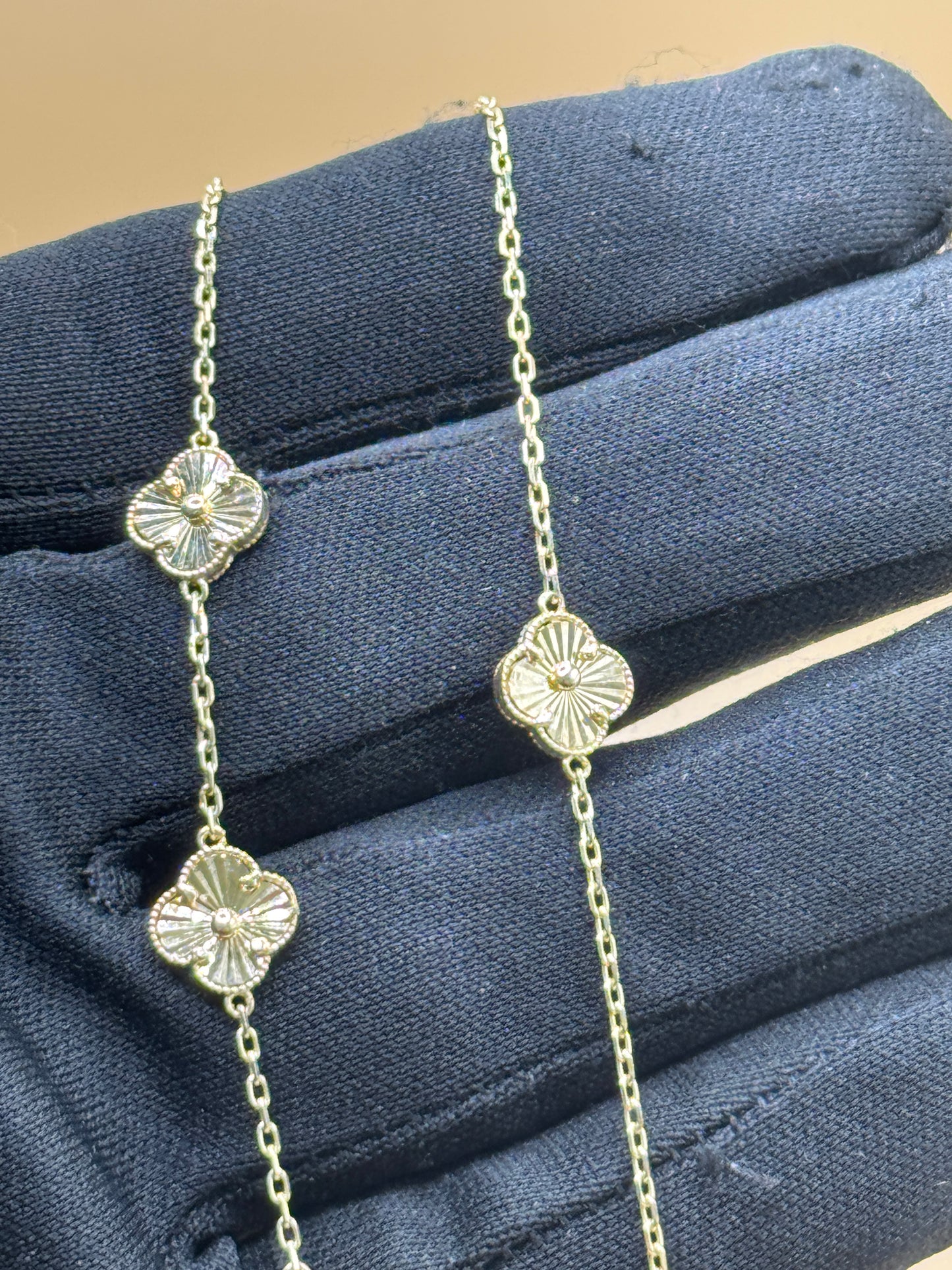 14K Gold Clover Necklace & Bracelet Set – 18” Necklace with 9” Bracelet for women