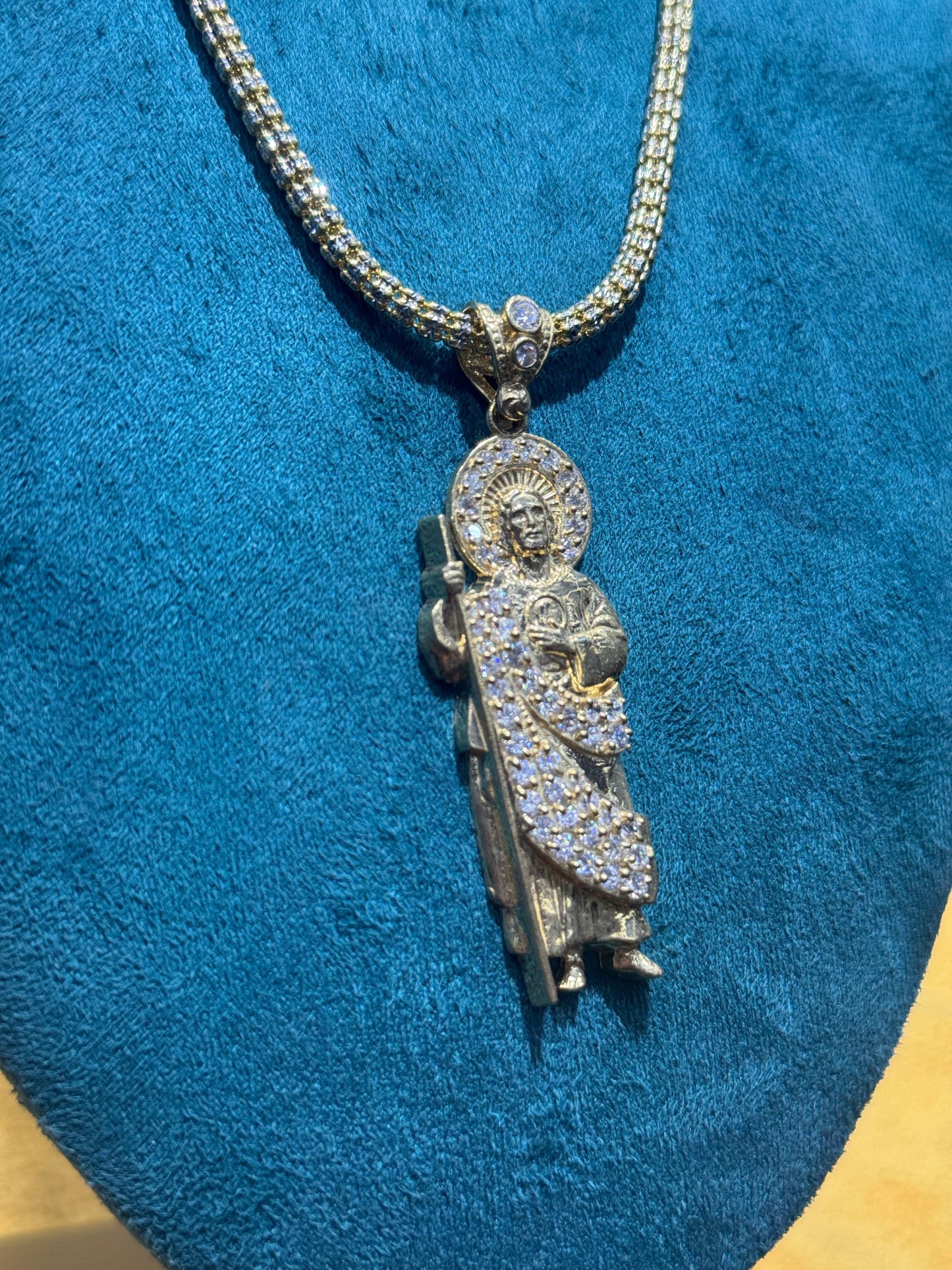 💎 14K Gold Ice Chain with Saint Jude Pendant unisex 💎