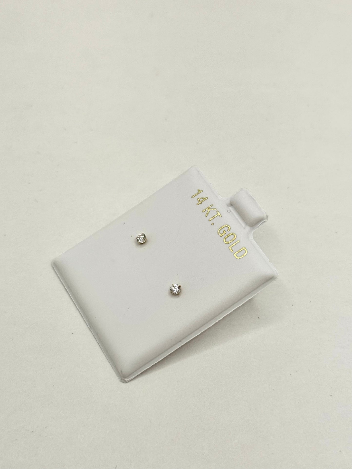 14k Gold stud earring with cubic zirconia  unisex
