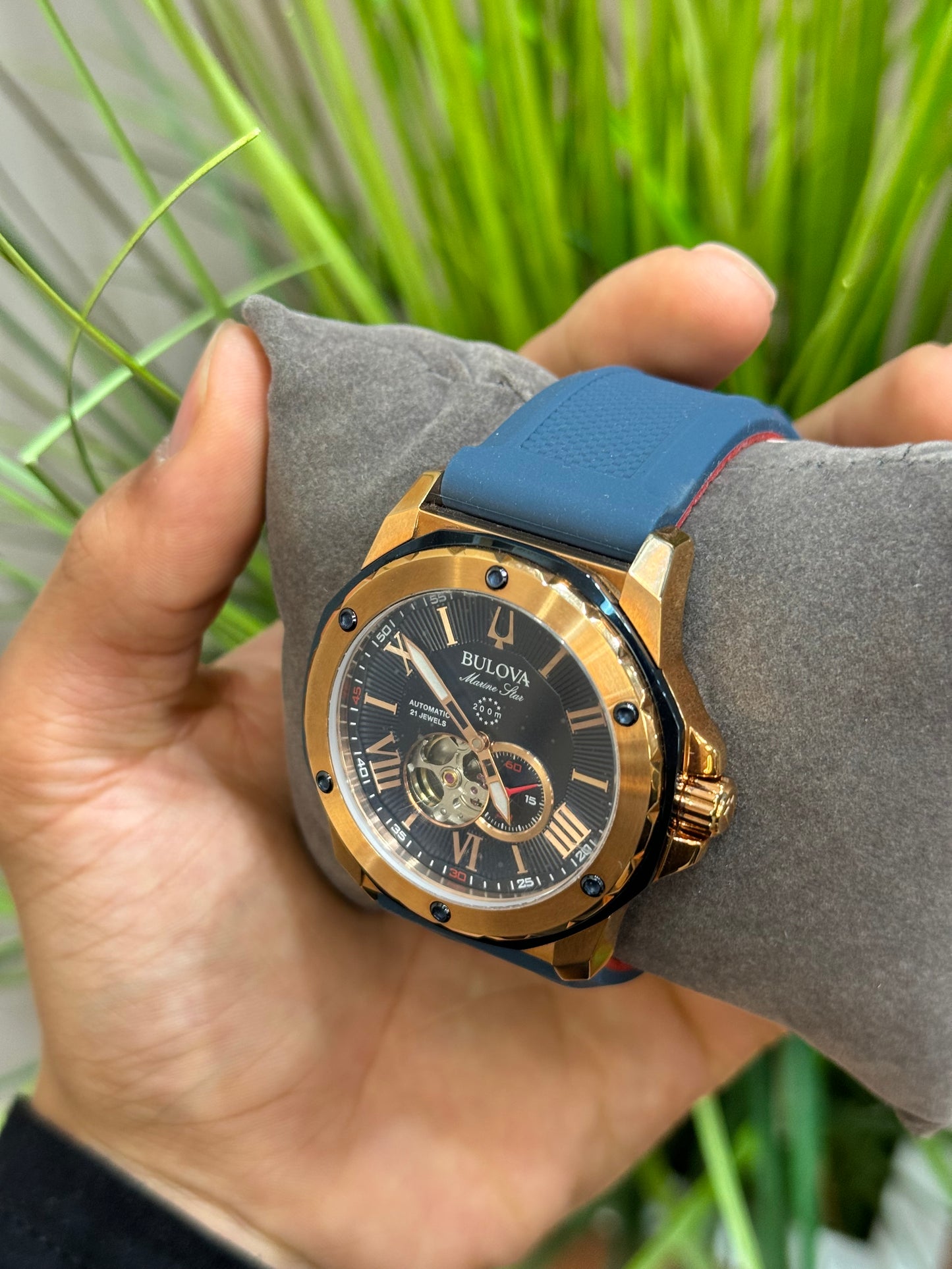 Marine star Marine Star Automatic Blue Rubber Strap Rose Gold 44mm