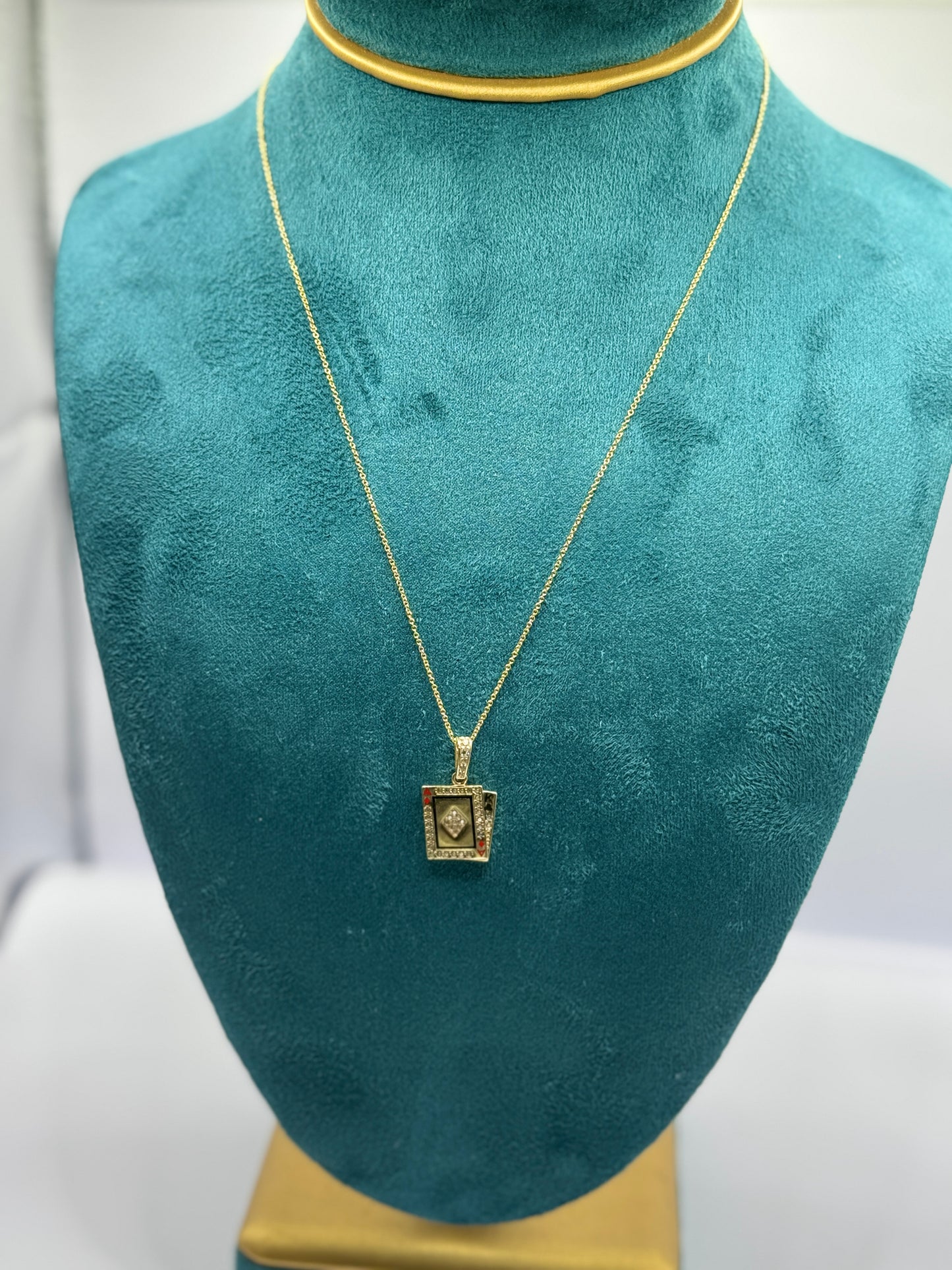 🎲 14K Gold Necklace  with Ace Card Pendant for Him  – 16” 🎲