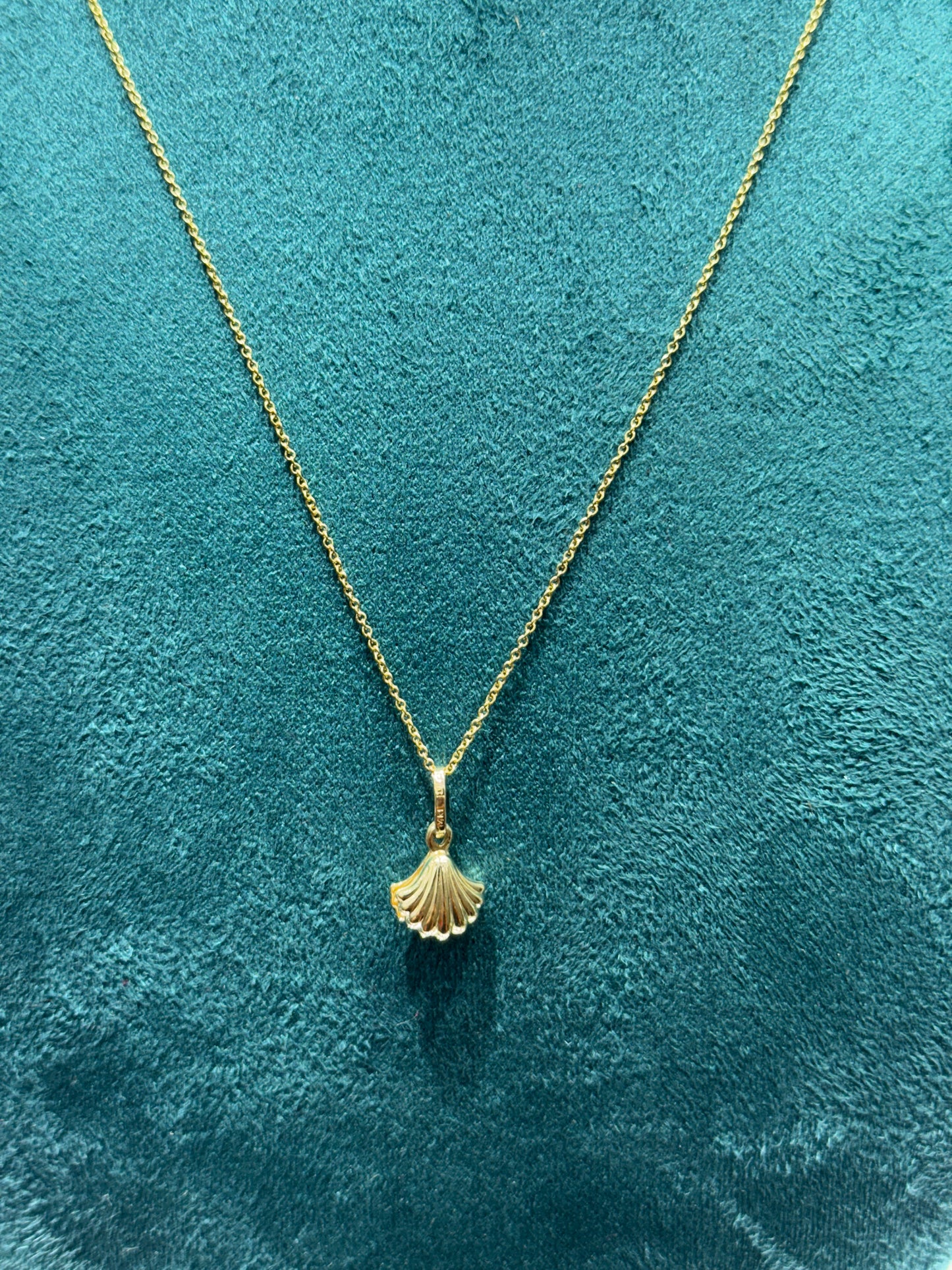 💛 14K Gold Anchor Chain Necklace with Sea Shell Pendant – 16 Inches 💛