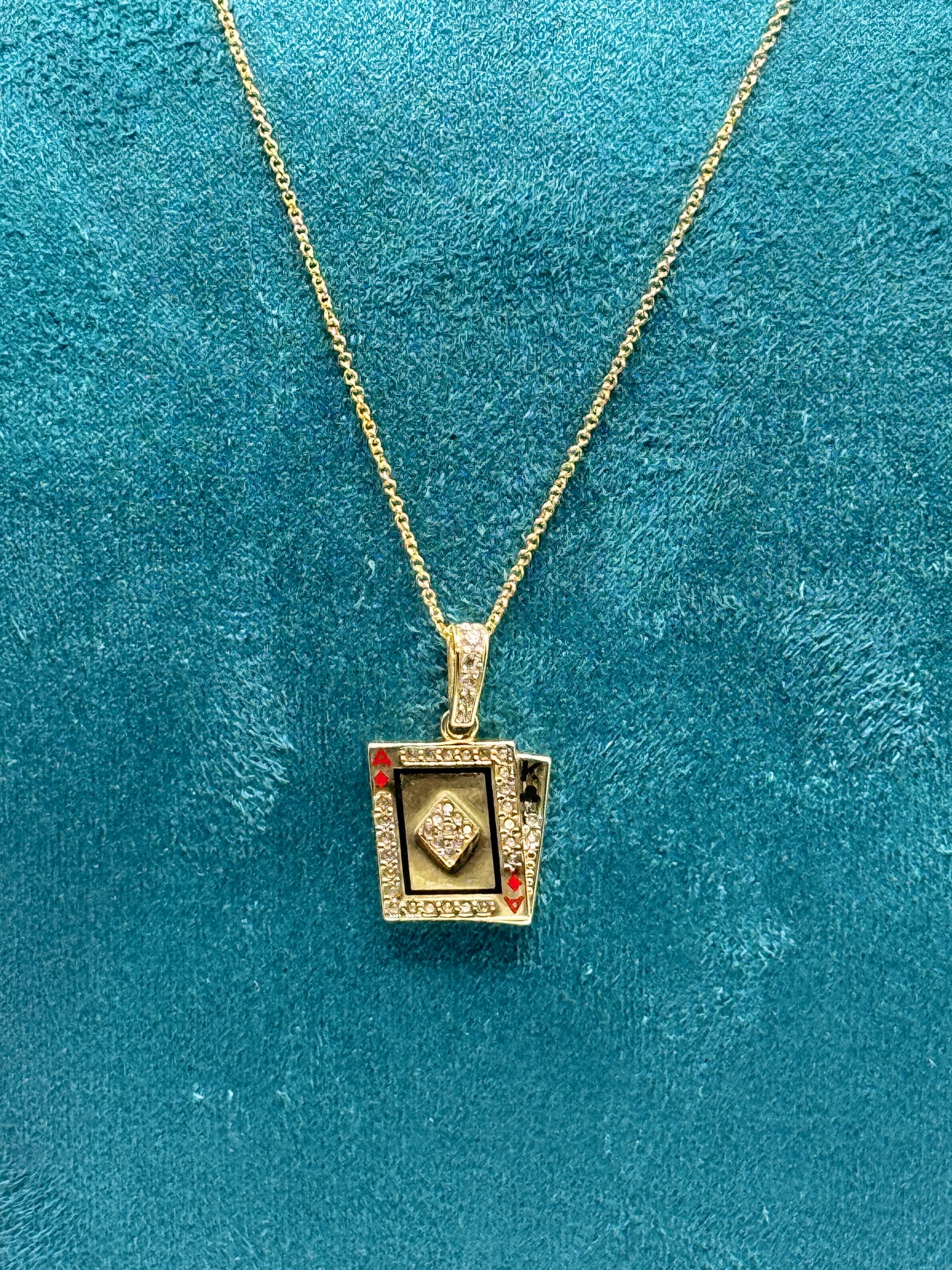 🎲 14K Gold Necklace  with Ace Card Pendant for Him  – 16” 🎲