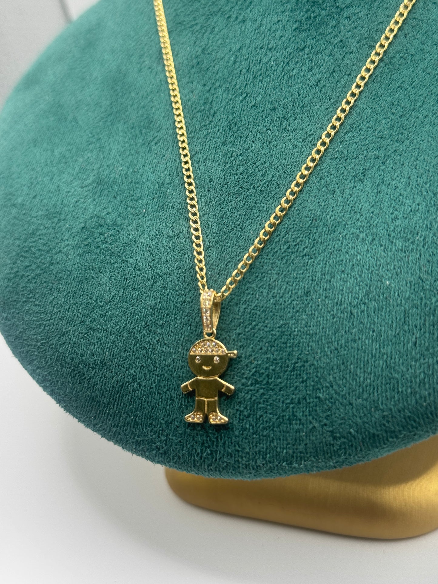 💎 20-Inch 14K Gold Curb Link Necklace with Baby Pendant