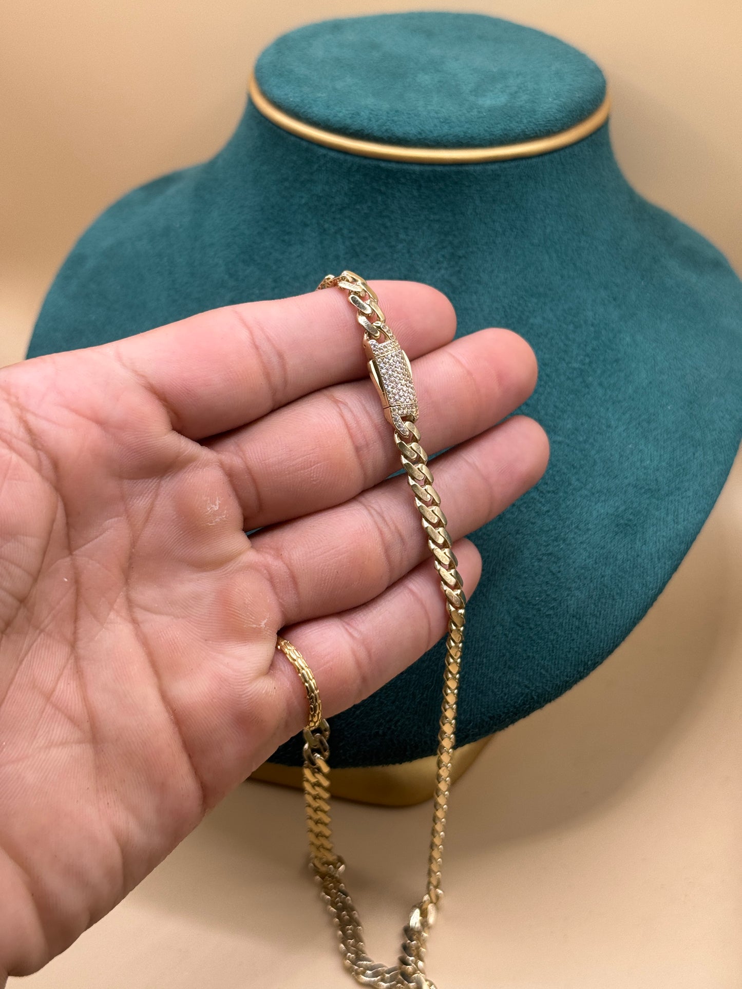 14K Gold Choker Necklace 16” with CZ Lock Pendant – Dainty Gold Necklace for Women, Real Gold Jewelry Gift