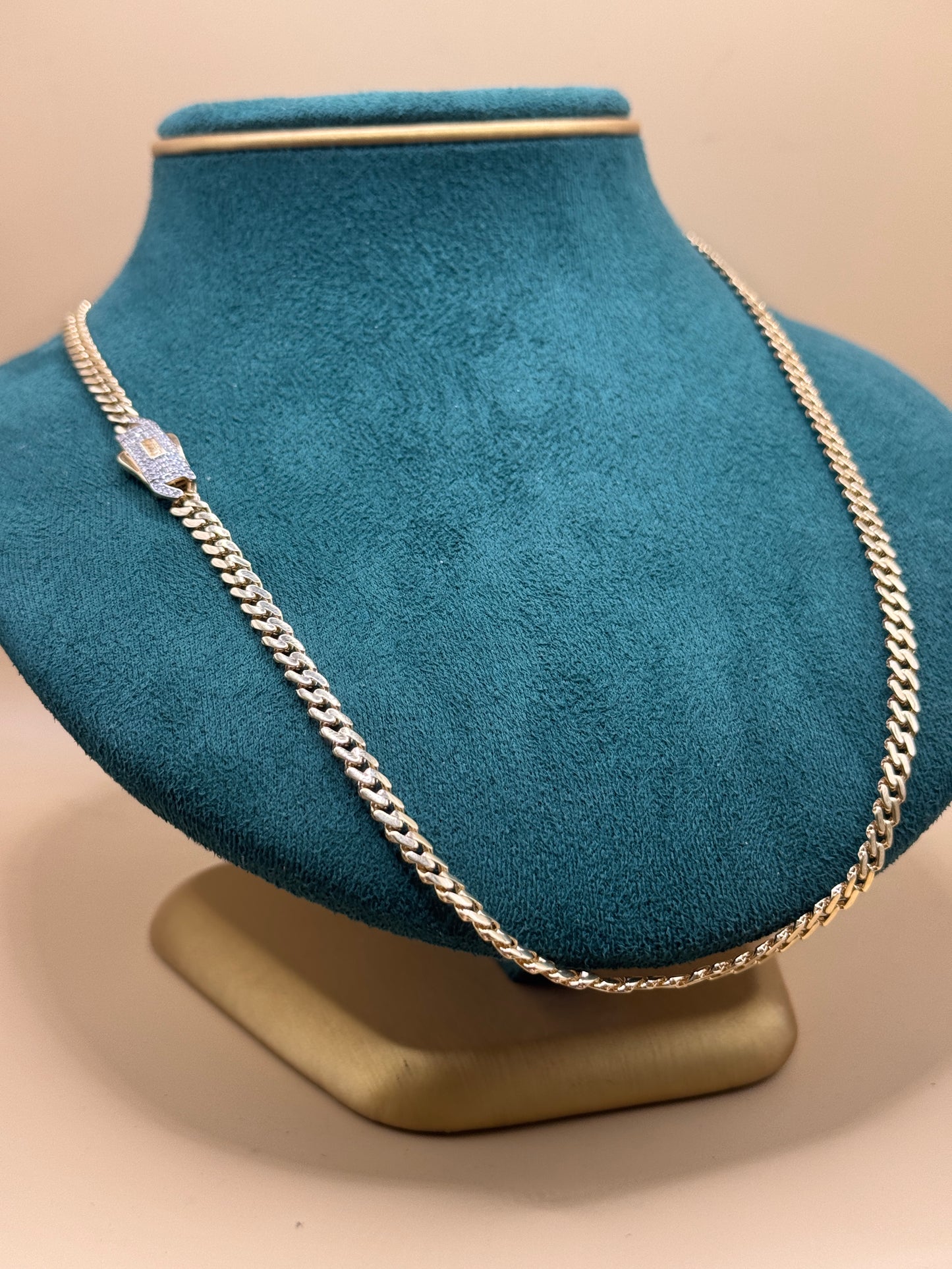 14K Gold Cuban Link Chain 22” Dubai Design – Men’s Real Gold Chain 12–15g, Statement Gold Necklace