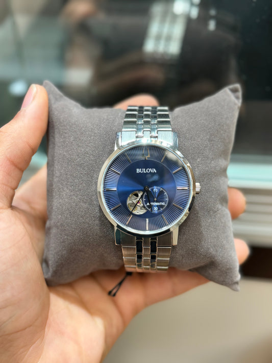 Bulova Men's Automatic Clip Stainless Steel Watch with Blue Dial