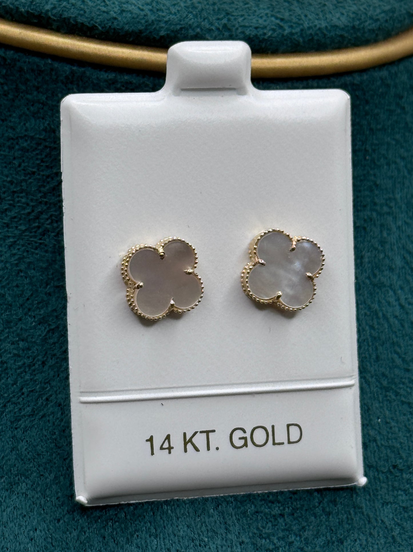 14k gold Clover Leaf Ear studs