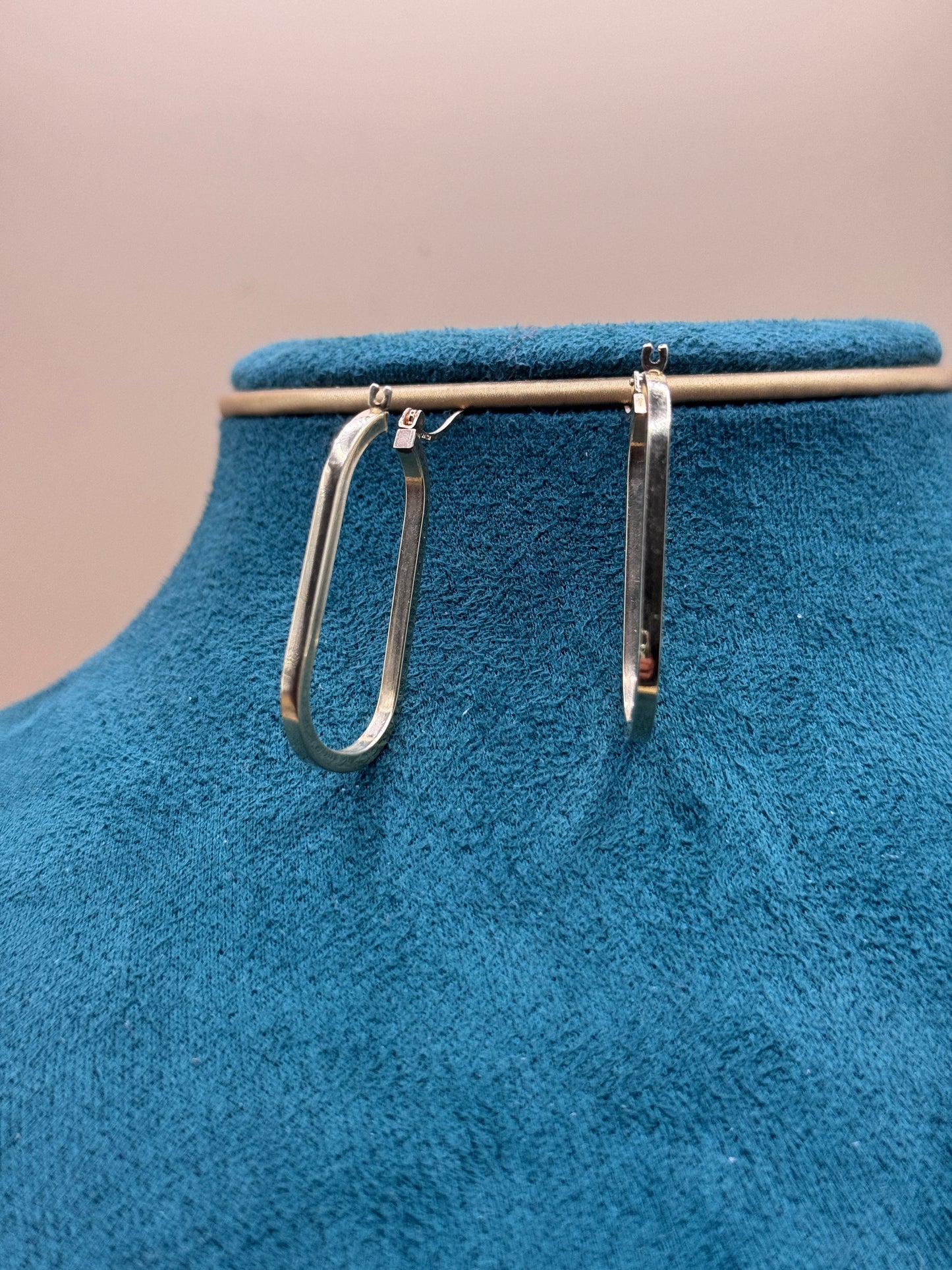 14K Gold Elongated Rectangular Hoop Earrings – Modern Geometric Hoops, Minimalist Gold Earrings for Women