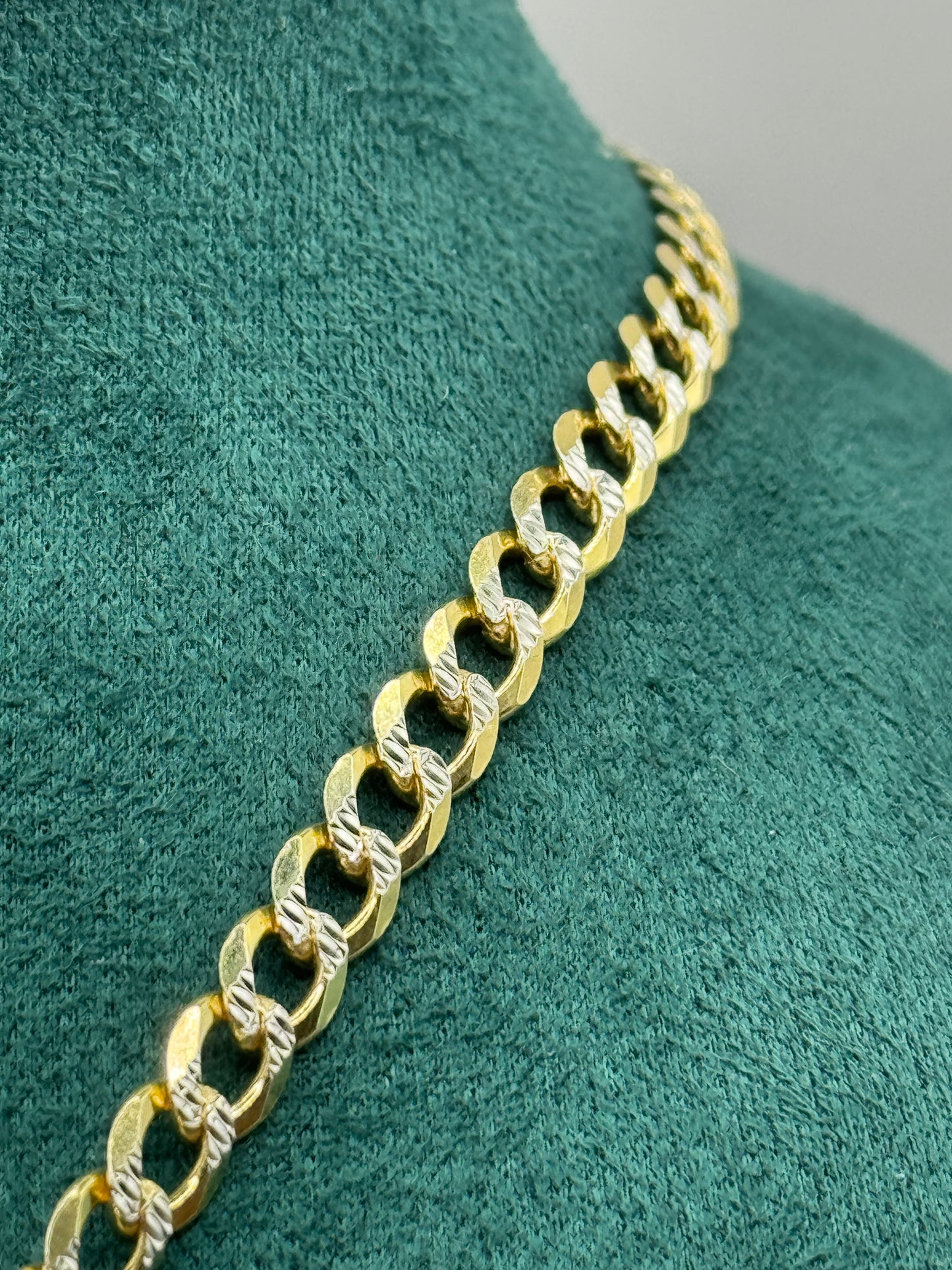 925 silver gold plated curb link chain 24” with Jesus pendant