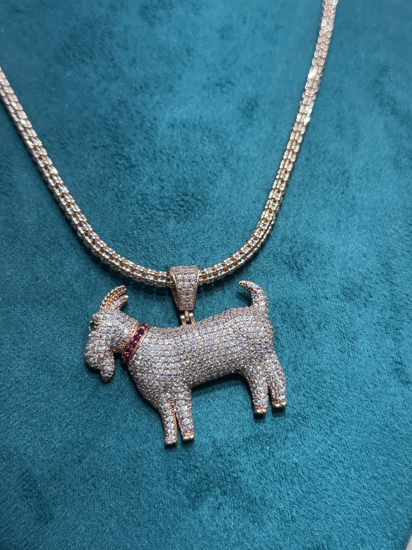 14K Rose Gold Ice Chain – 3.5mm | 24” with Goat Pendant for men