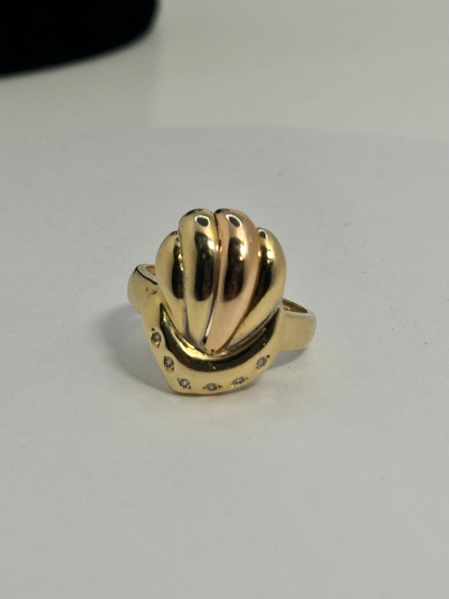 14k 2 tone shell ring for women