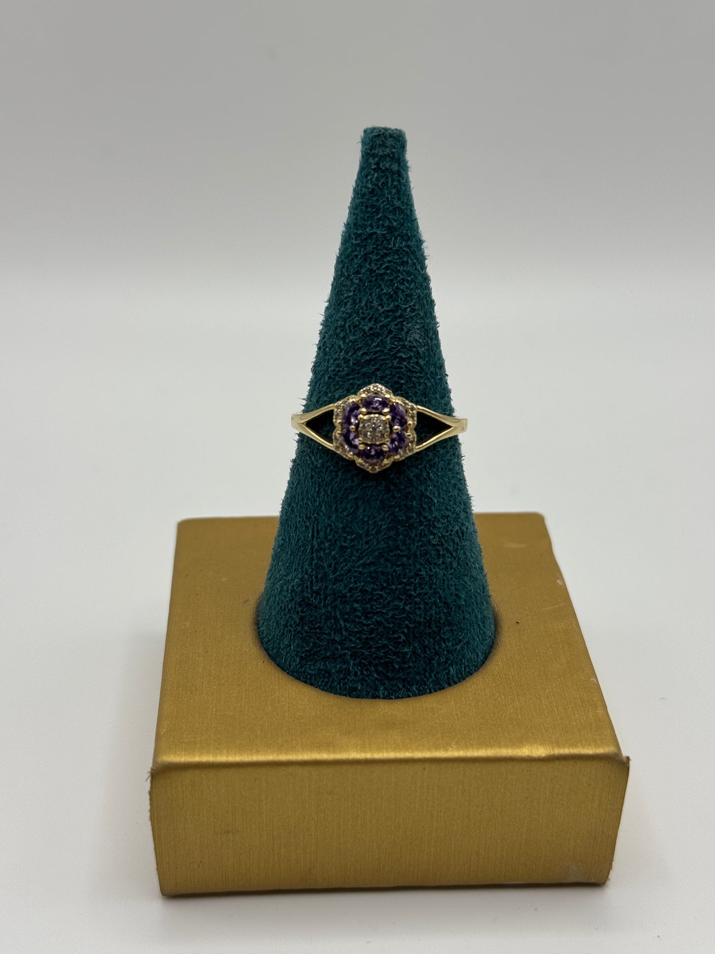 14k gold ZC flower ring for women