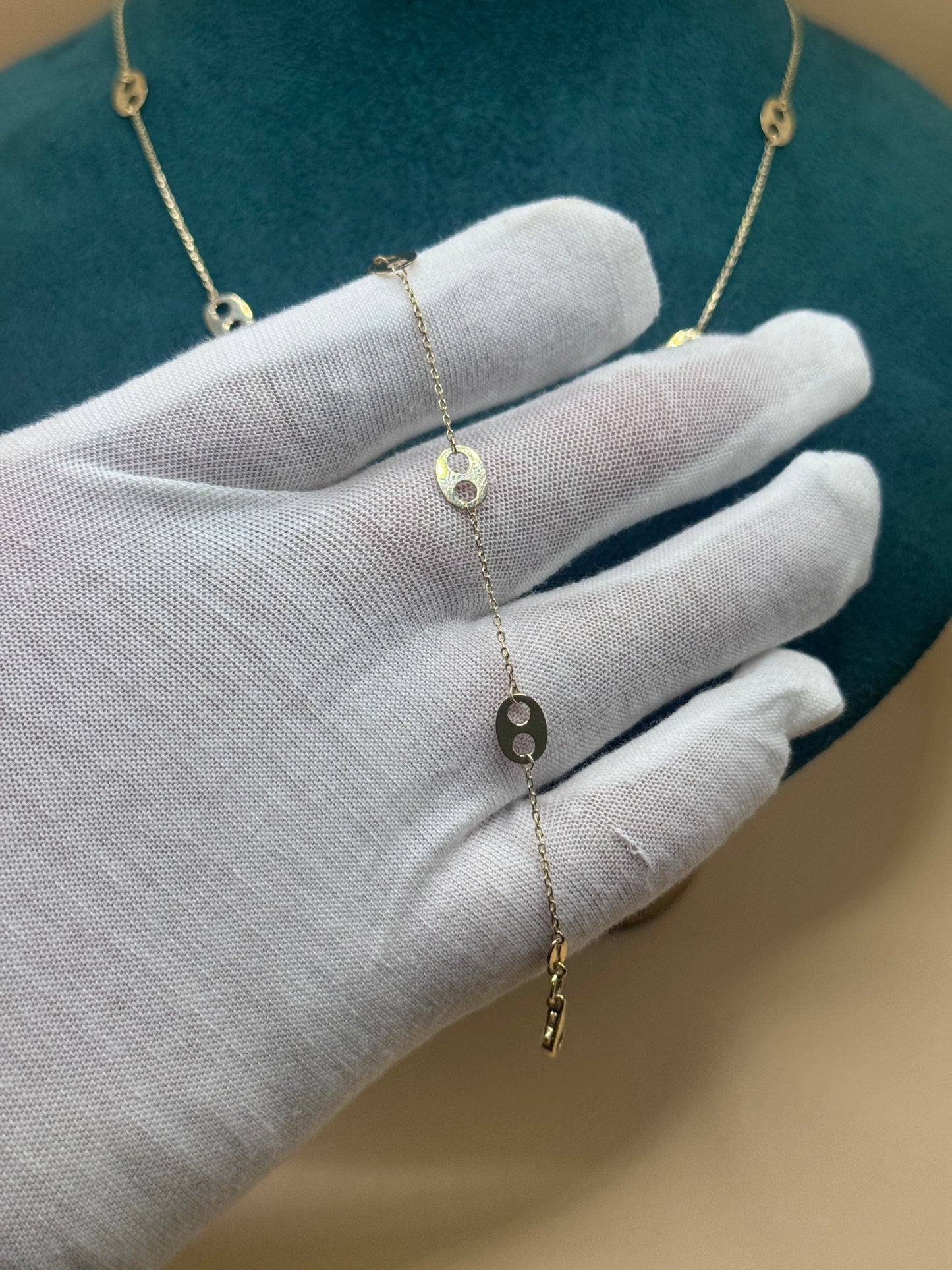 14K Gold Mariner Link Jewelry Set – Adjustable 17” Necklace & 7” Bracelet for Women, Solid Gold Matching Set