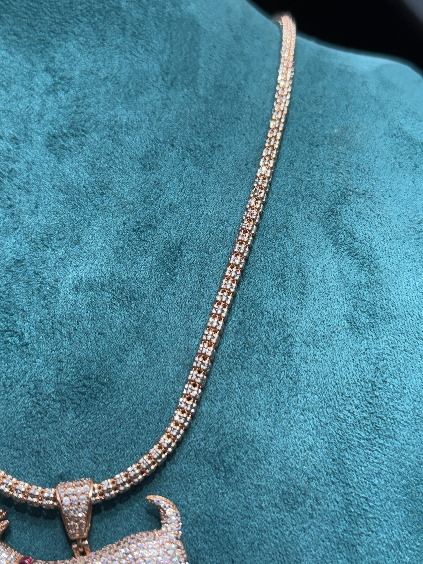 14K Rose Gold Ice Chain – 3.5mm | 24” with Goat Pendant for men