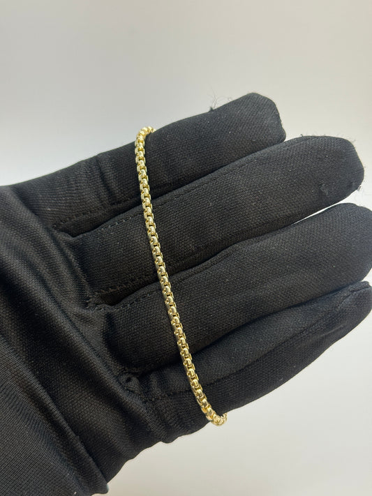 14K Gold Round Box Chain Bracelet – Unisex